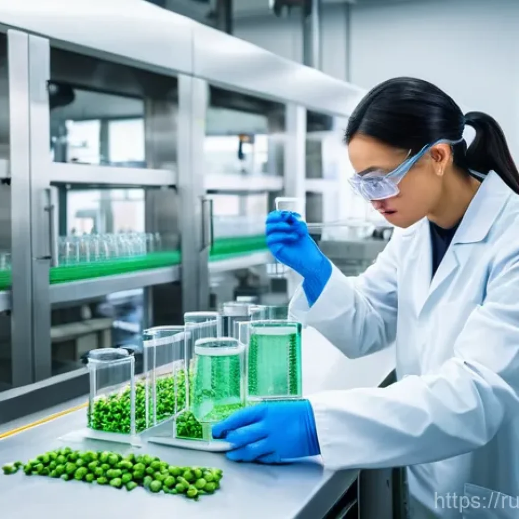 대체육의 건강성 - **Prompt for Alternative Meat Production and Innovation:**
    "A brightly lit, clean, and futuristi...