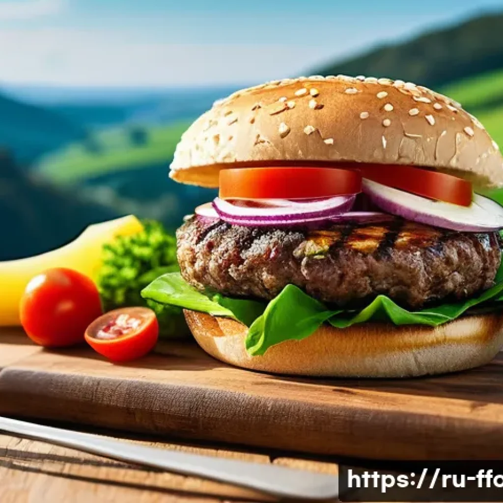 환경친화적인 대체육 생산 - **Prompt:** A vibrant, optimistic scene showcasing the environmental benefits of alternative meat. I...